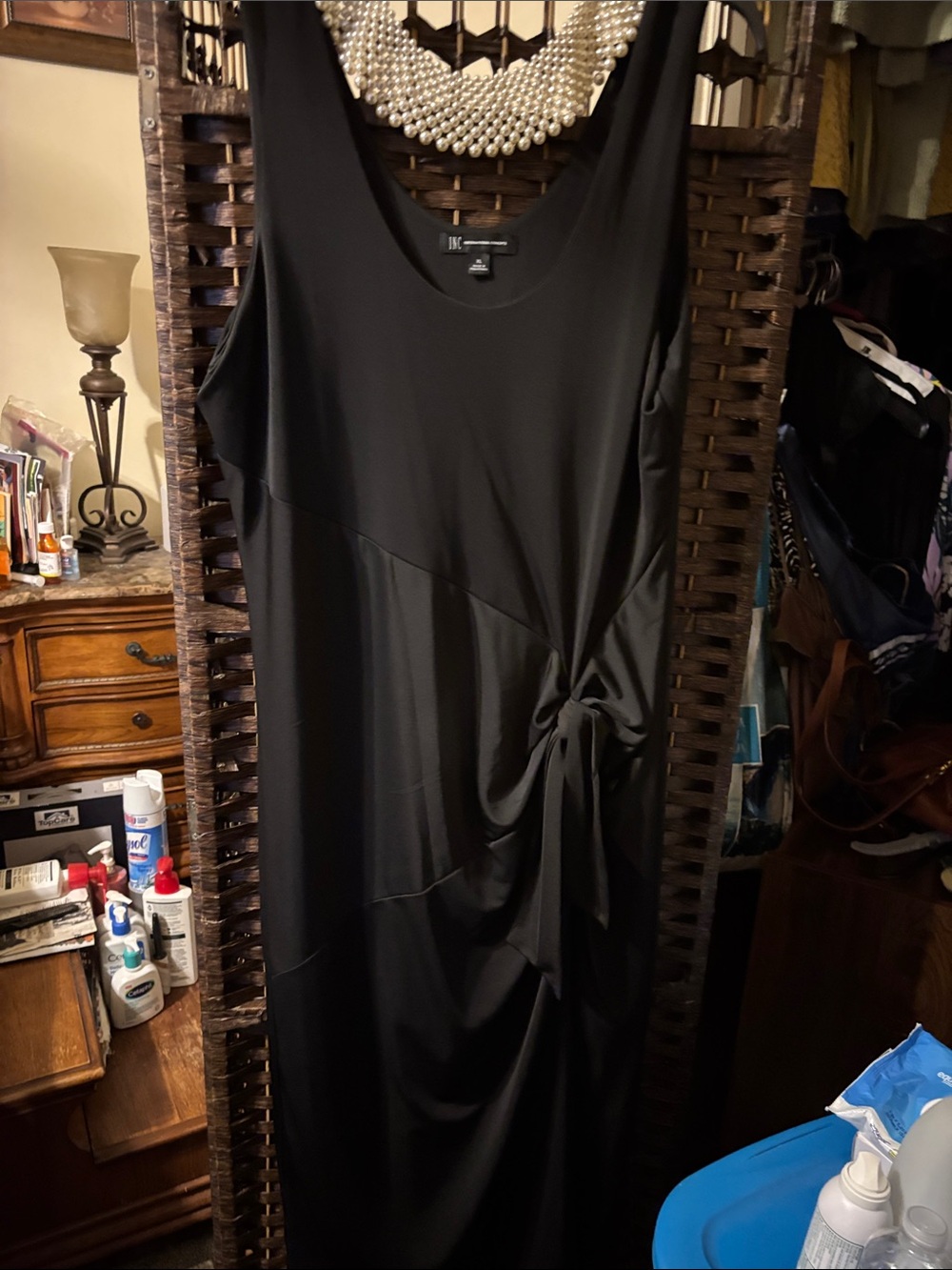 IC COLLECTION Black Sleeveless Maxi Dress with Side Knot